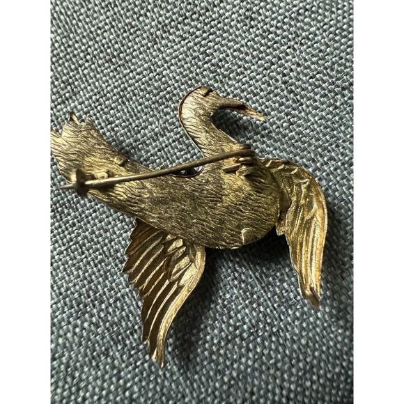 Vintage Brass Long Billed Bird Brooch Pin Whimsy Old Money Art To Wear Career - Picture 3 of 4